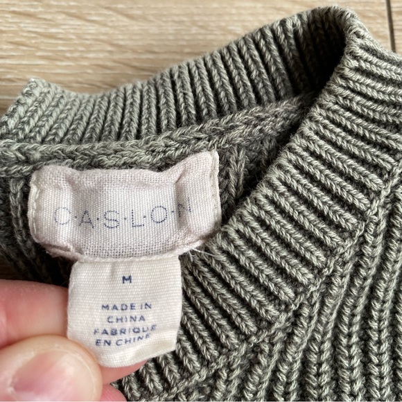 Caslon sweater keyhole back neck tie 100% cotton rib knit pullover - Picture 4 of 6